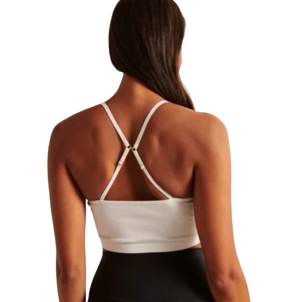 Abercrombie & Fitch Ribbed V-Neck Bralette Off-White Small